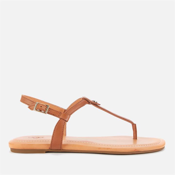 UGG Women's Madeena Leather Toe Post Sandals - Tan - UK 4