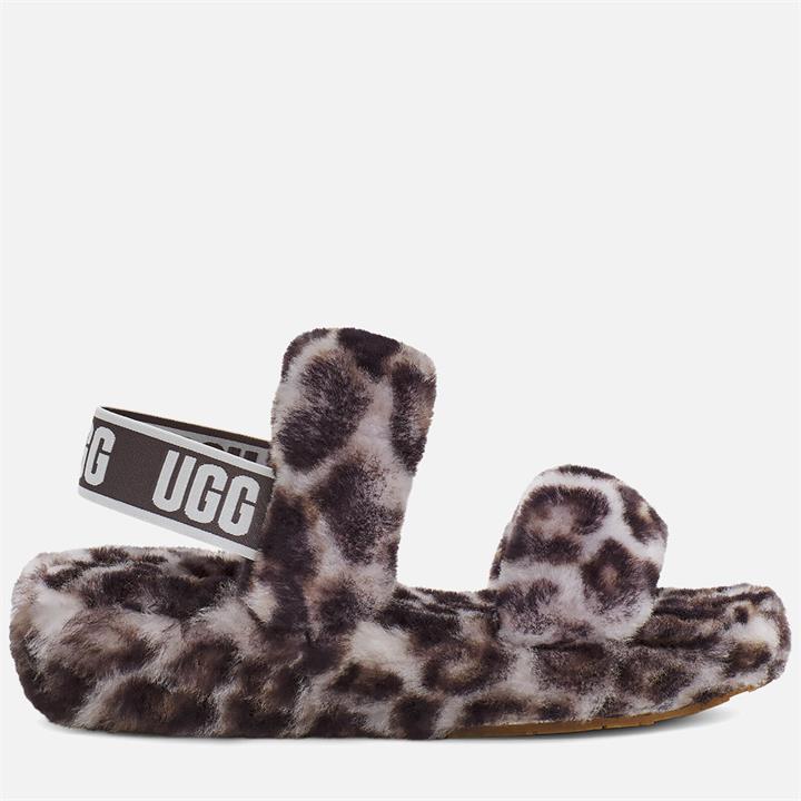 UGG Women's Oh Yeah Panther Print Sheepskin Slippers - Stormy Grey - UK 5