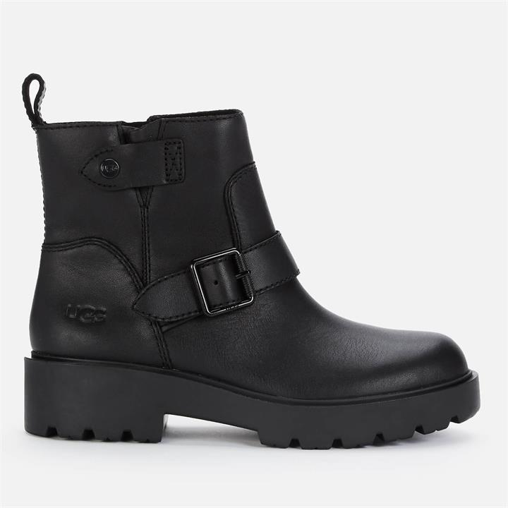 UGG Women's Saoirse Waterproof Leather Biker Boots - Black - UK 4