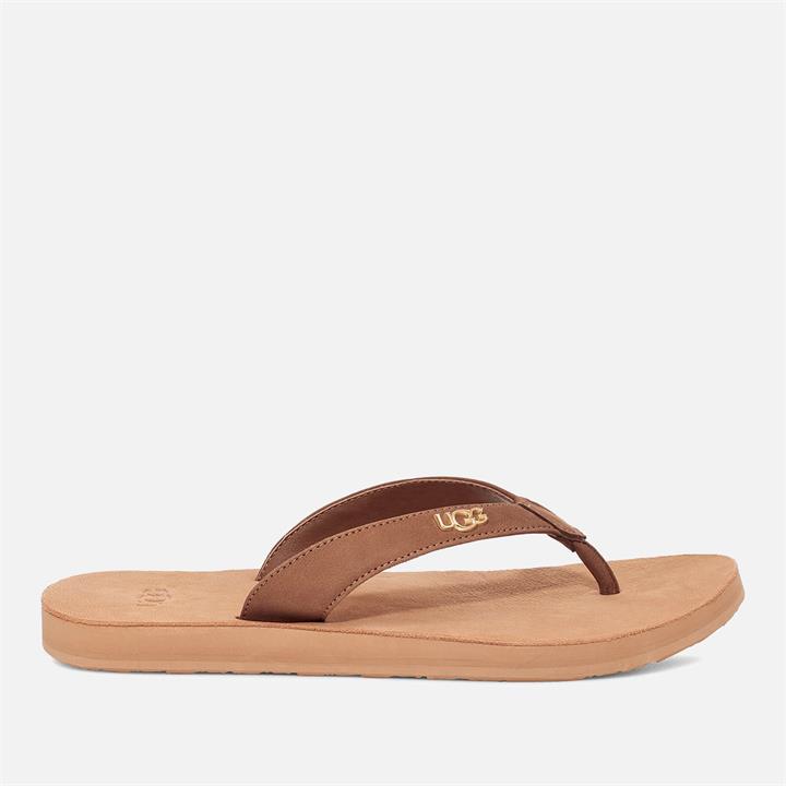 UGG Women's Tawney Logo Flip Flops - Chestnut - UK 3