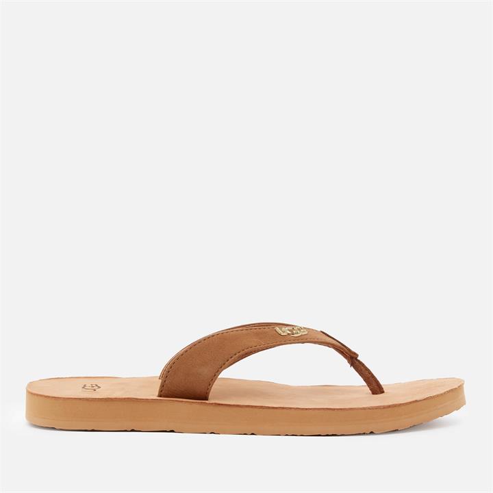 UGG Women's Tawney Logo Flip Flops - Chestnut - UK 4