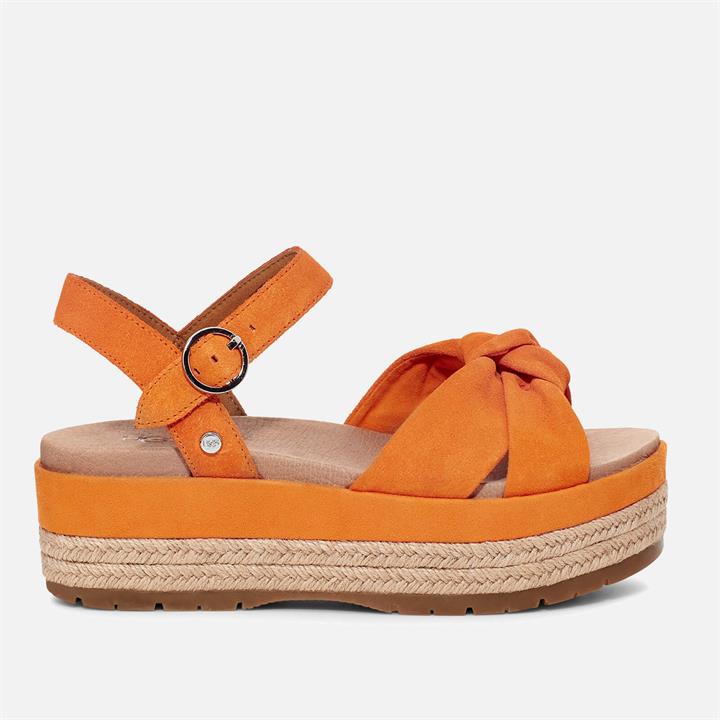 UGG Women's Trisha Suede Flatform Sandals - California Poppy - UK 3