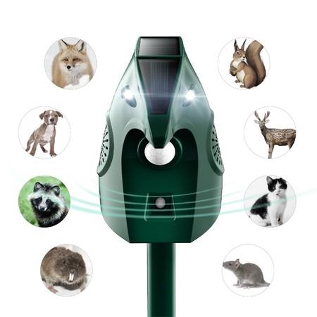 Ultrasonic Repellent Deterrent for Cats Dogs Rats Birds Squirrels Foxes Solar Energy Charging Animal Repeller IP45 Waterproof USB Charging Home Garden Courtyard