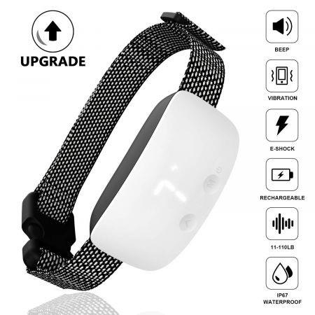 Upgraded Rechargeable Bark Collar; Adjustable Modes; Exclusive Easy Touch Interface - Buttons on Front of Device to Adjust While Being Worn