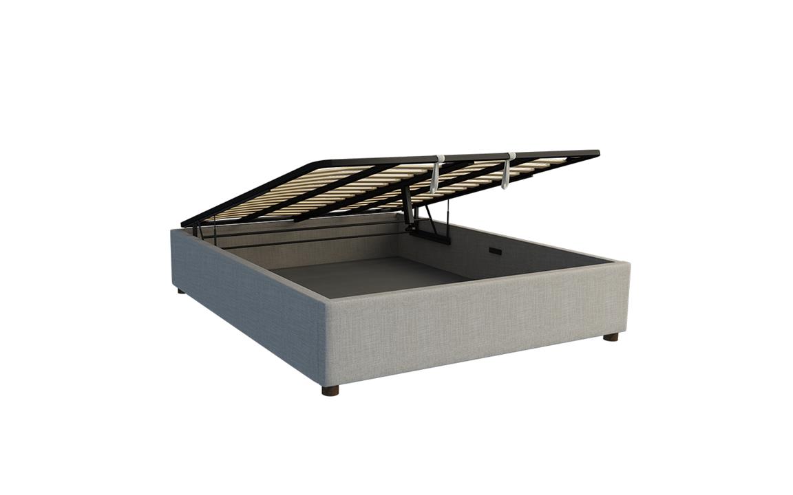 Upholstered storage gas lift dual bed base
