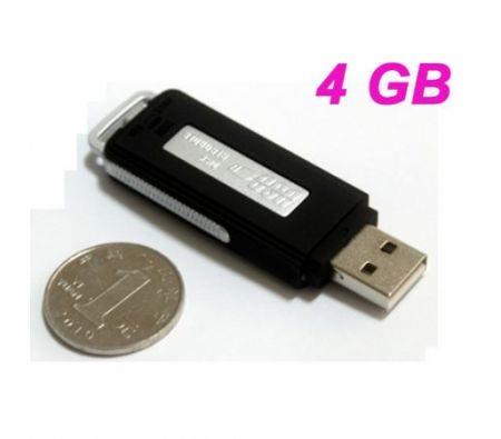 UR08 USB 2.0 Rechargeable Flash Drive Voice Recorder - Black (4GB)