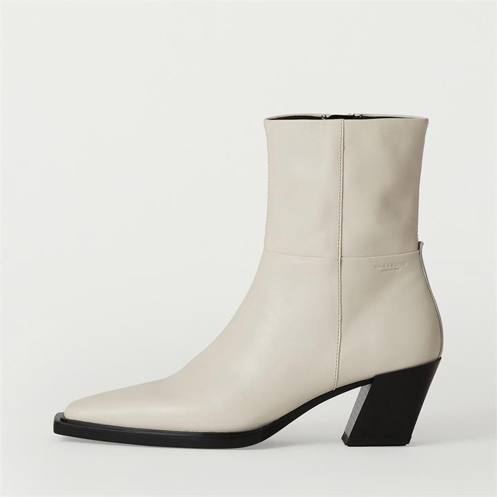 Vagabond Women's Alina Leather Heeled Boots - Off White - UK 3