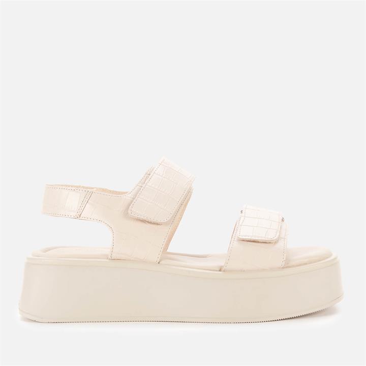 Vagabond Women's Courtney Embossed Leather Double Strap Sandals - Off White - UK 8