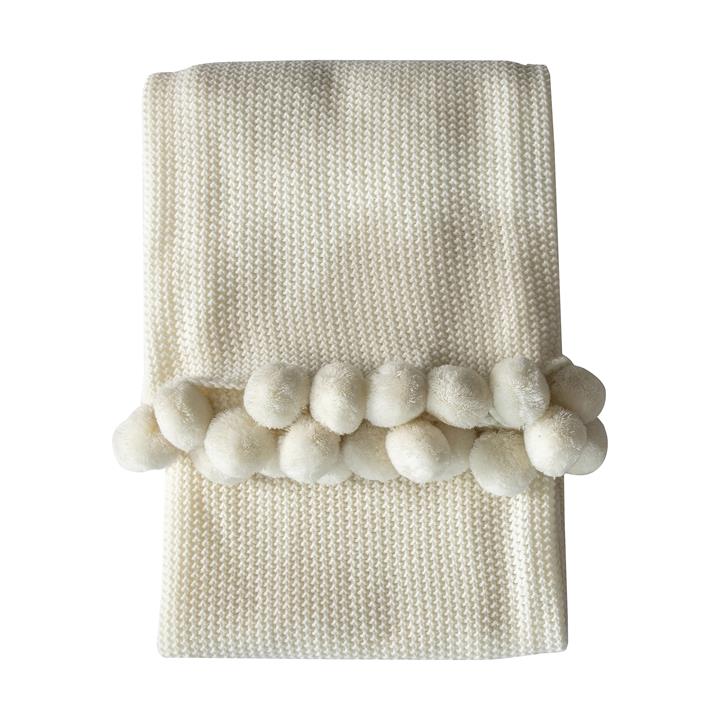 Vale Stitched Pom Pom Throw Cream
