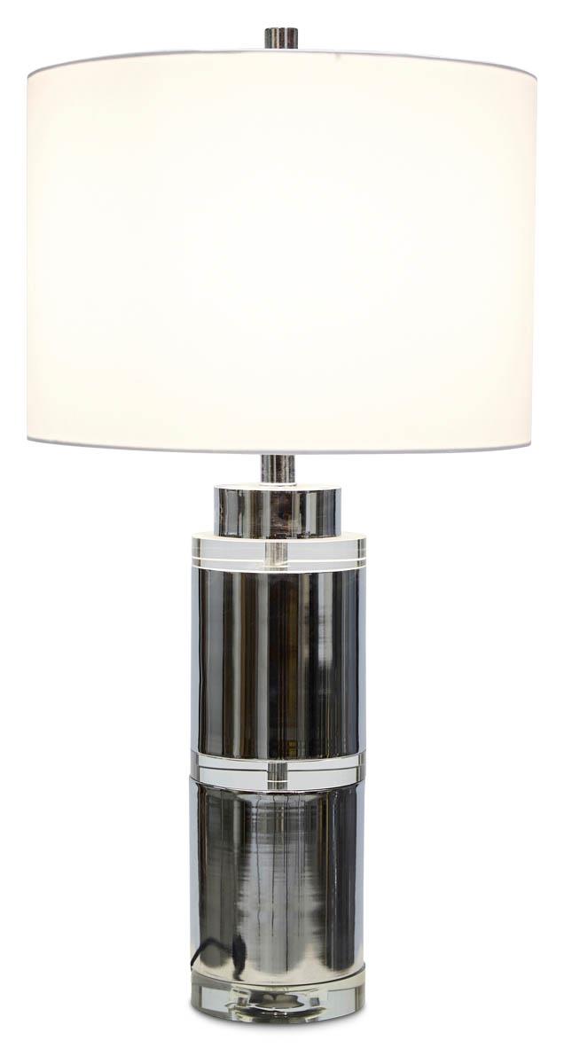 Valerie Tall Crystal and Metal Table Lamp with Off white Linen Shade
