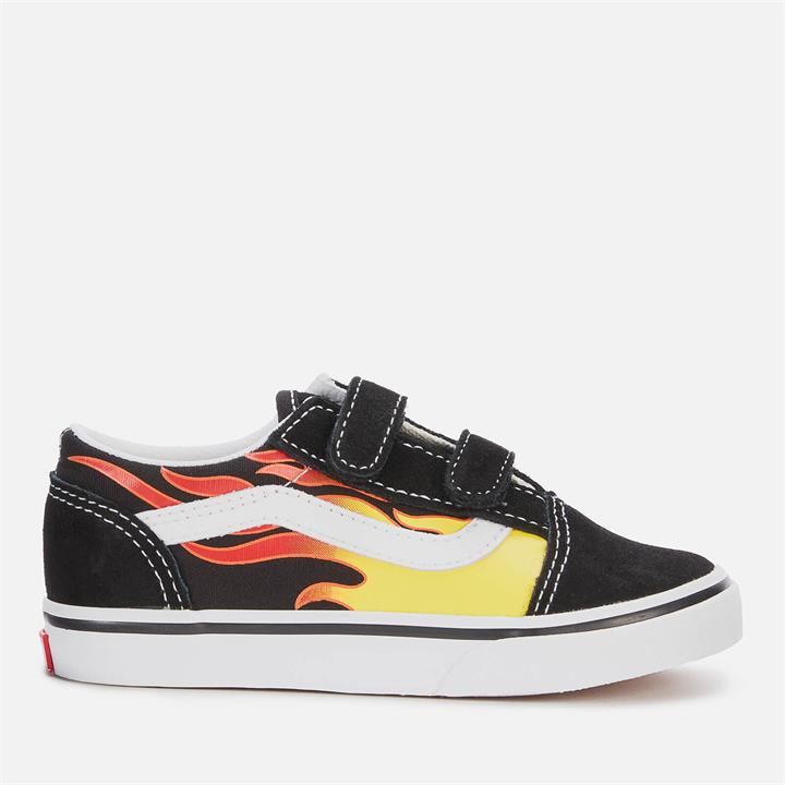 Vans Toddlers' Old Skool Flame V Trainers - Black/True White - UK 6 Toddler