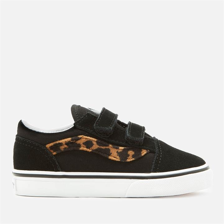 Vans Toddlers' Old Skool V Leopard Trainers - Black/True White - UK 5 Toddler