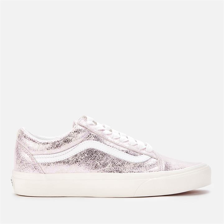 Vans Women's Cracked Leather Old Skool Trainers - Rose Gold/Blanc De Blanc - UK 4