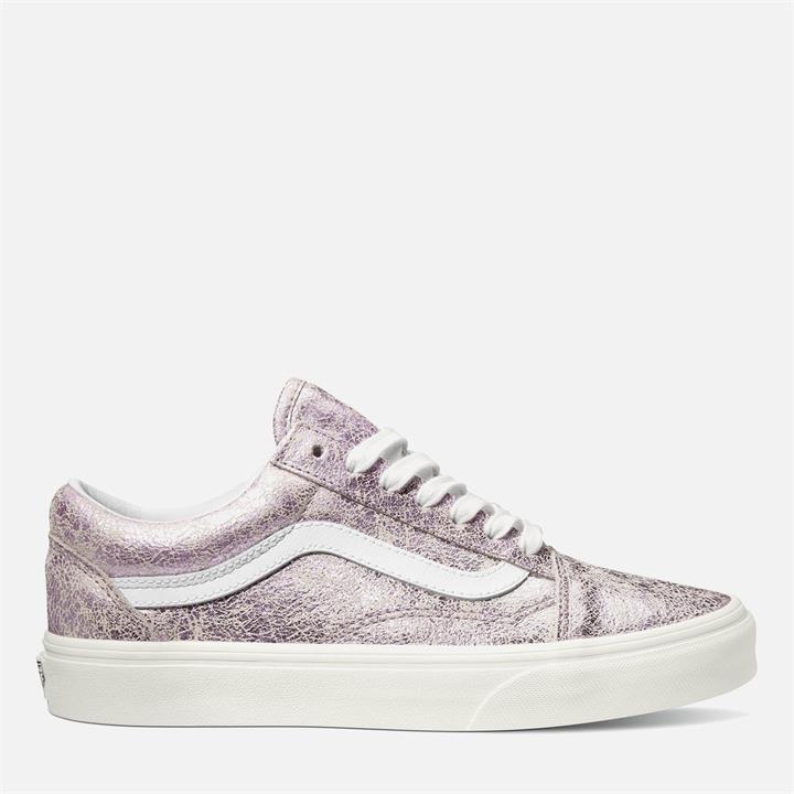 Vans Women's Cracked Leather Old Skool Trainers - Rose Gold/Blanc De Blanc - UK 6