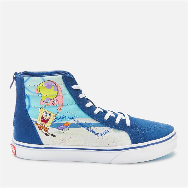 Vans X SpongeBob SquarePants Kids' Junior SK8 -Hi Zip Trainers - Multi - UK 4 Kids