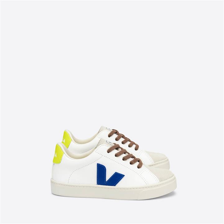Veja Kids' Esplar Lace Trainers - Extra-White Indigo Jaune-Fluo - UK 13.5 Kids