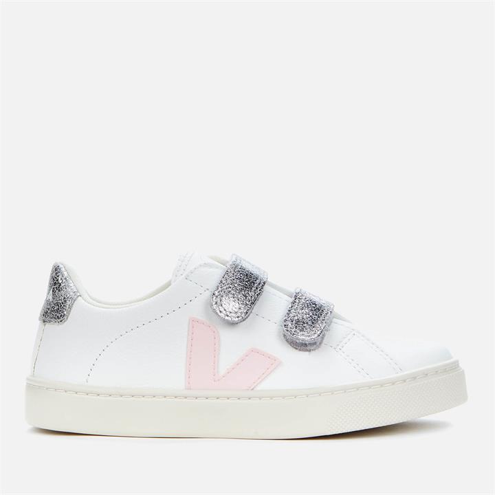 Veja Kids' Esplar Velcro Trainers - Extra-White Petale Silver - UK 12 Kids