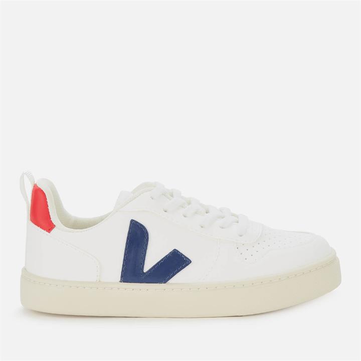 Veja Kid's V10 Lace Leather Trainers - White/Cobalt/Pekin - UK 2.5 Kids