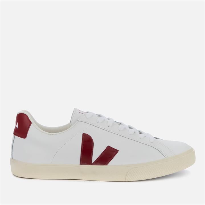 Veja Men's Esplar Logo Leather Trainers - Extra White/Marsala - UK 11