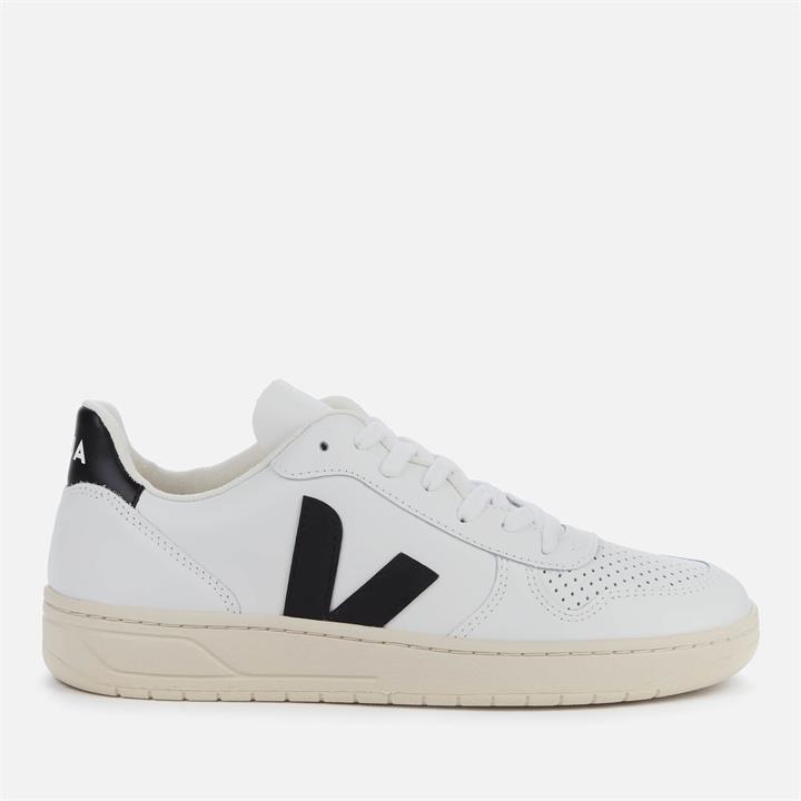 Veja Men's V-10 Leather Trainers - Extra White/Black - UK 11
