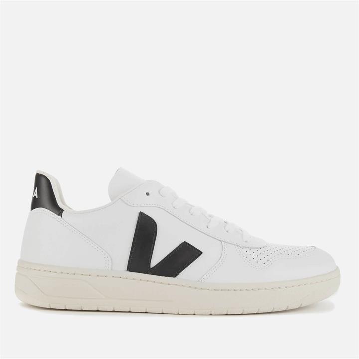 Veja Men's V-10 Leather Trainers - Extra White/Black - UK 9