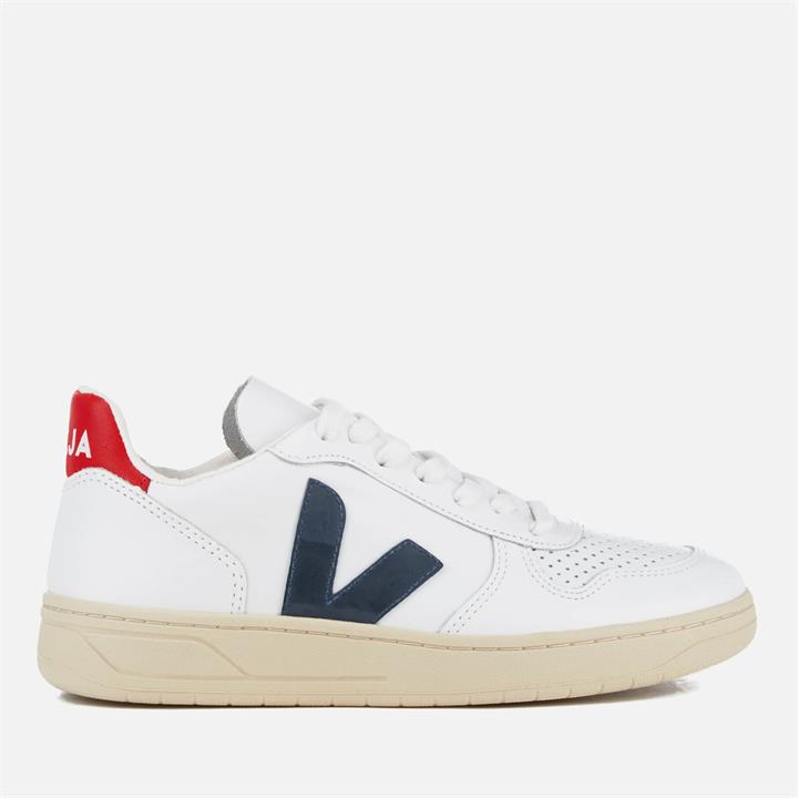 Veja Men's V-10 Leather Trainers - Extra White/Nautico/Pekin - UK 10