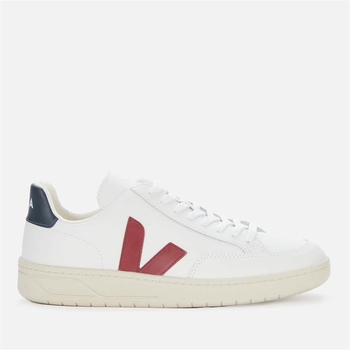 Veja Men's V-12 Leather Trainers - Extra White/Marsala/Nautico - UK 8