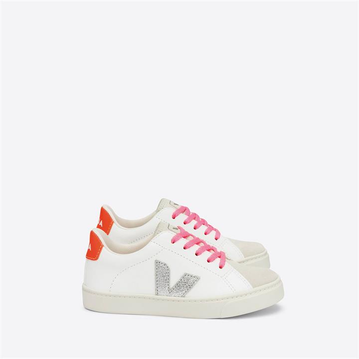Veja 's Esplar Lace Trainers - Extra-White Silver Orange-Fluo - UK 3  Kids