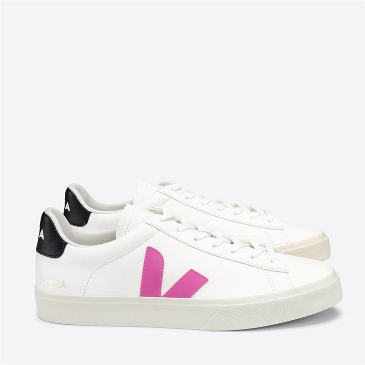 Veja Women's Campo Chrome Free Leather Trainers - Extra White/Ultraviolet/Black - UK 3