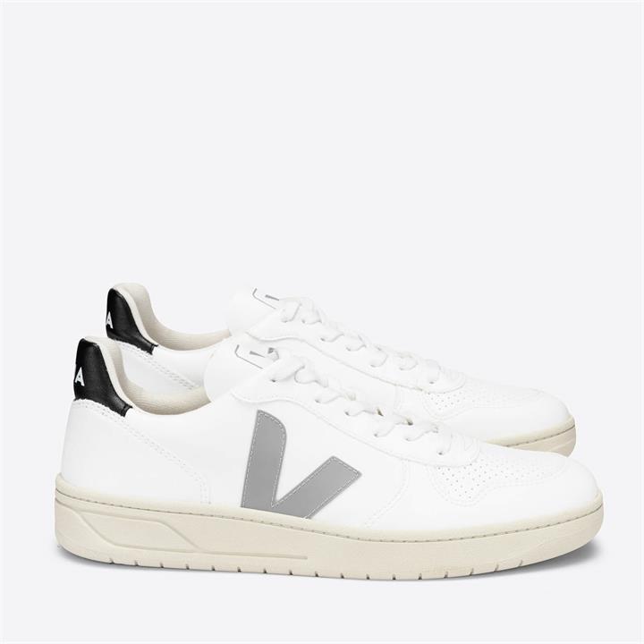 Veja Women's V-10 Vegan Trainers - White/Oxford Grey/Black - UK 3