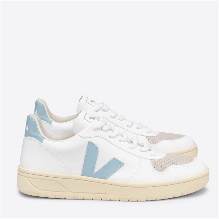 Veja Women's V-10 Vegan Trainers - White/Steel/Butter Sole - UK 7