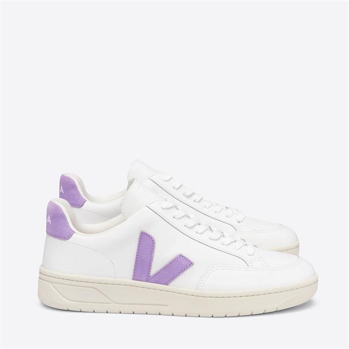 Veja Women's V-12 Leather Trainers - Extra White/Lavander - UK 2