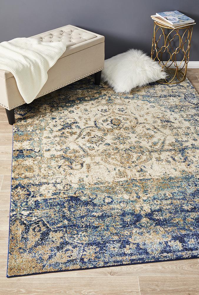 Venice Stunning Designer Rug Ivory Blue 330x240cm