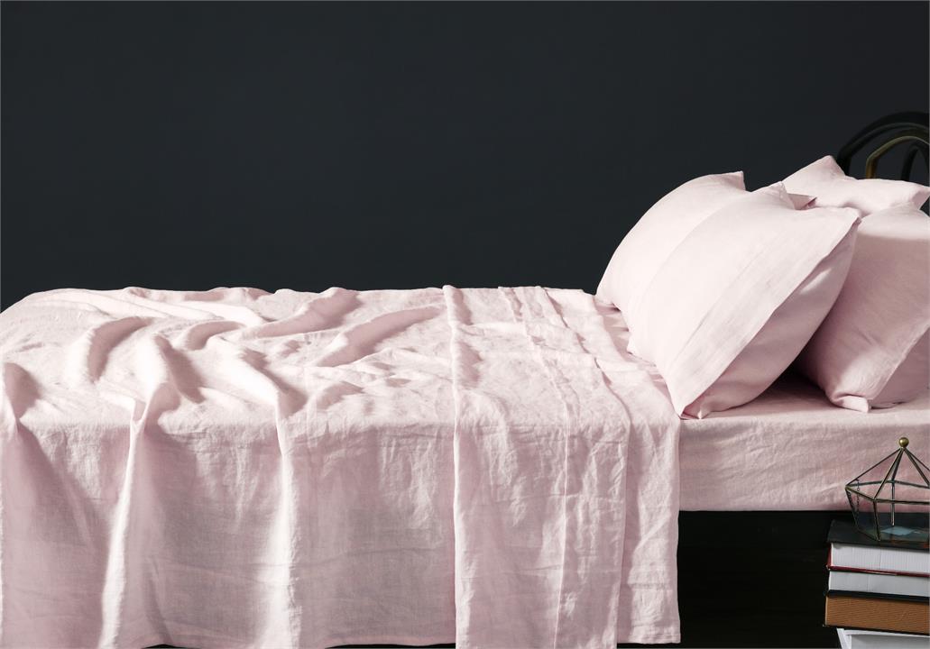 Vintage Design Blush French 100% Linen Sheet Set - King Bed