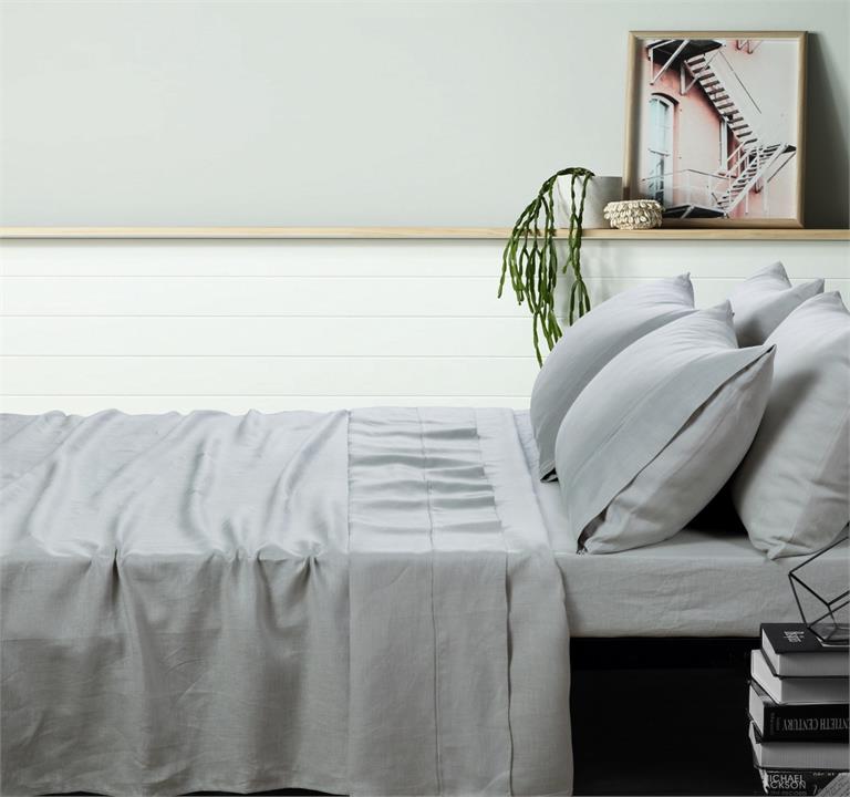 Vintage Design Dove Grey French 100% Linen Sheet Set - King Bed