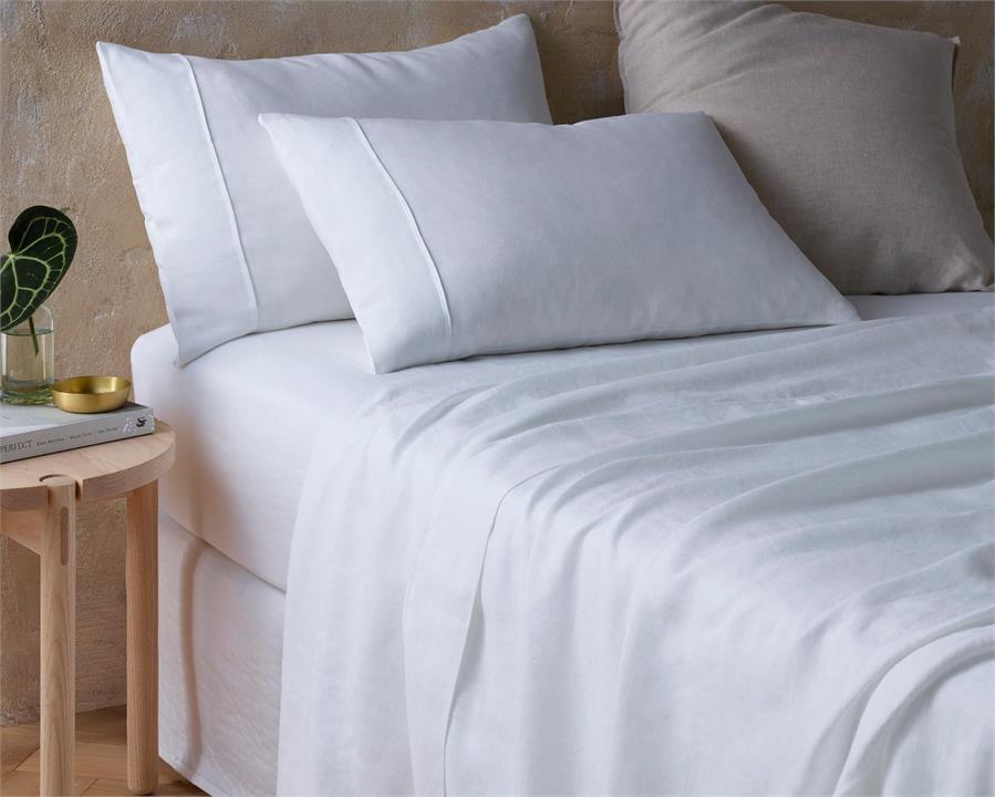 Vintage Design White 100% Hemp Sheet Set- Queen Bed