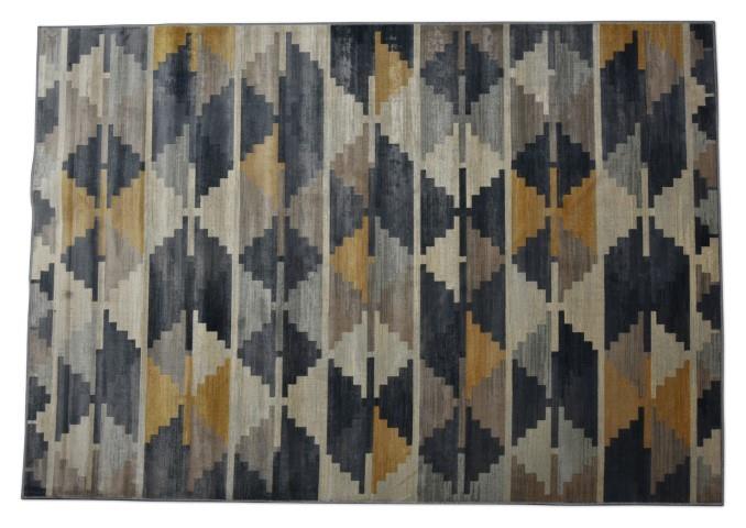 Vintage Diamond Pattern Viscose Rug - Blue Multi 240x340