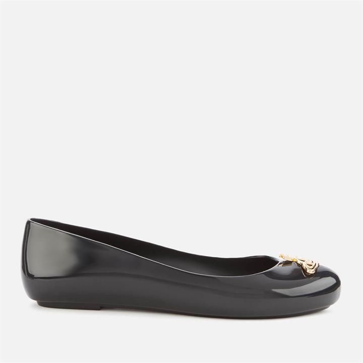 Vivienne Westwood for Melissa Women's Space Love 22 Ballet Flats - Black Cut Out Gold Orb - UK 6