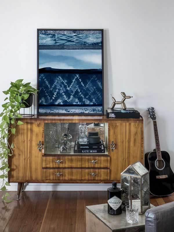 Wabi-Sabi Indigo - Black Box Frame Canvas - 90x60 - Portrait