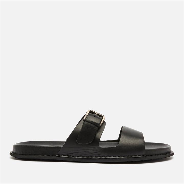 Walk London Men's Adam Leather Double Strap Sandals - Black - UK 7