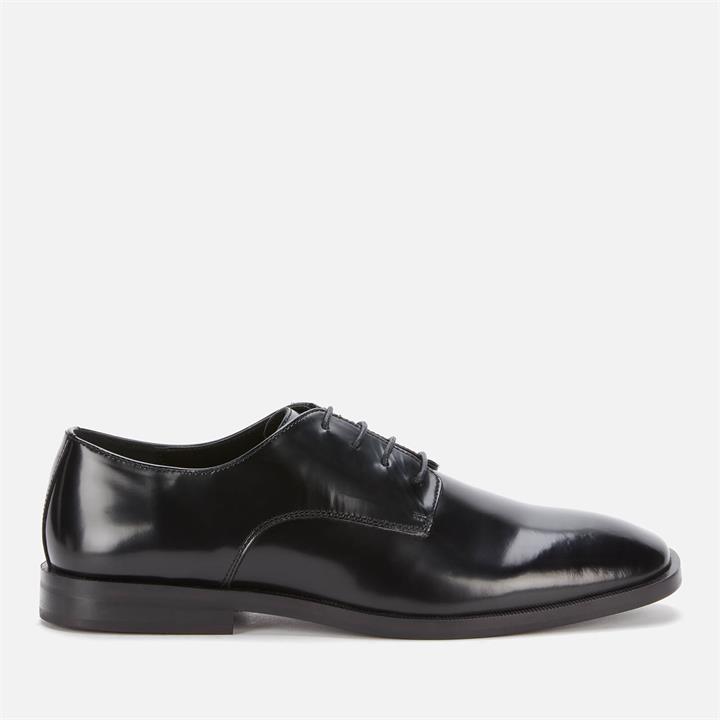 Walk London Men's Alex Leather Hi-Shine Leather Derby Shoes - Black - UK 9