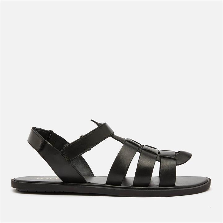 Walk London Men's Leather Gladiator Sandals - Black - UK 7