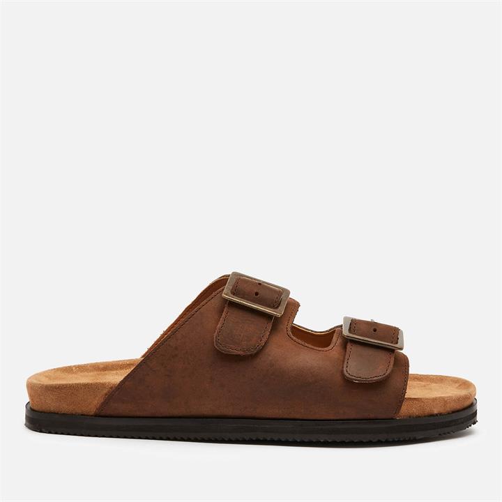 Walk London Men's Sunset Suede Double Strap Sandals - Tan - UK 8