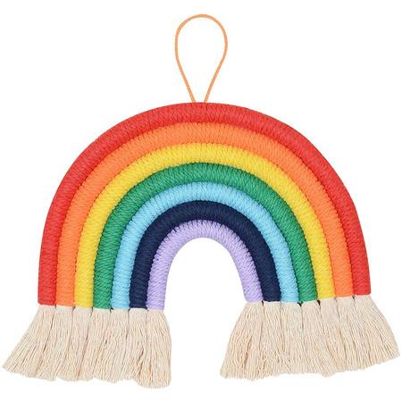 Wall Hanging Rainbow Macrame, Tassel Garland for Home Decor, Kids Room, Party Supplies