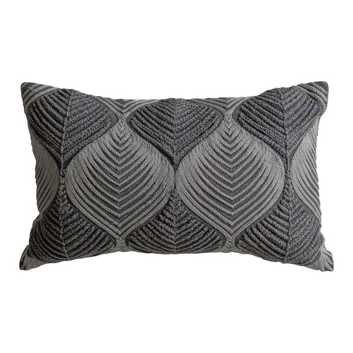 Wataru Embroidered Cushion Grey