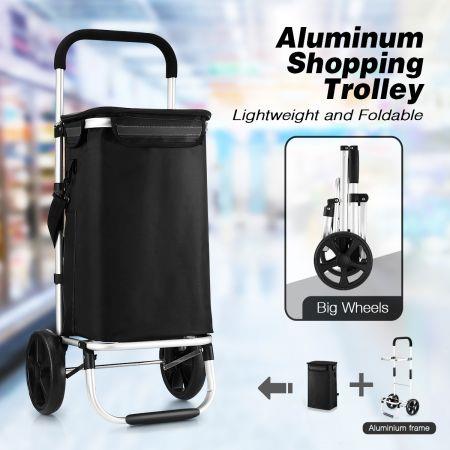 Waterproof Shopping cart Trolley Foldable Aluminium Grocery Bag Black