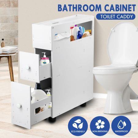 Wheeled Bathroom Cabinet Storage Drawer Organiser Toilet Cabby Tissue Box Holder