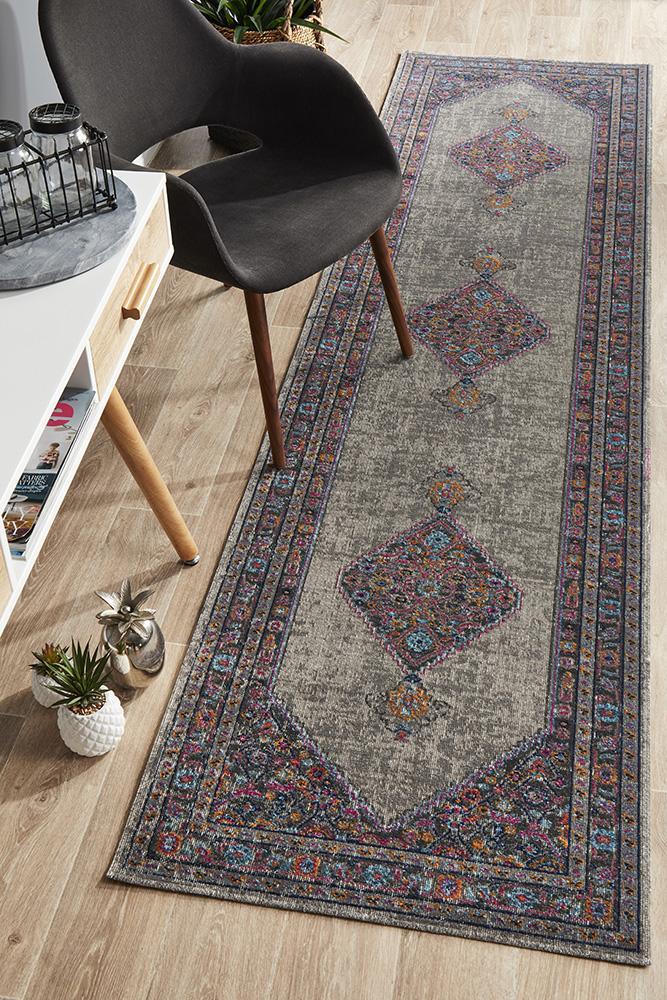 Whisper Diamond Grey Runner Rug 400X80cm