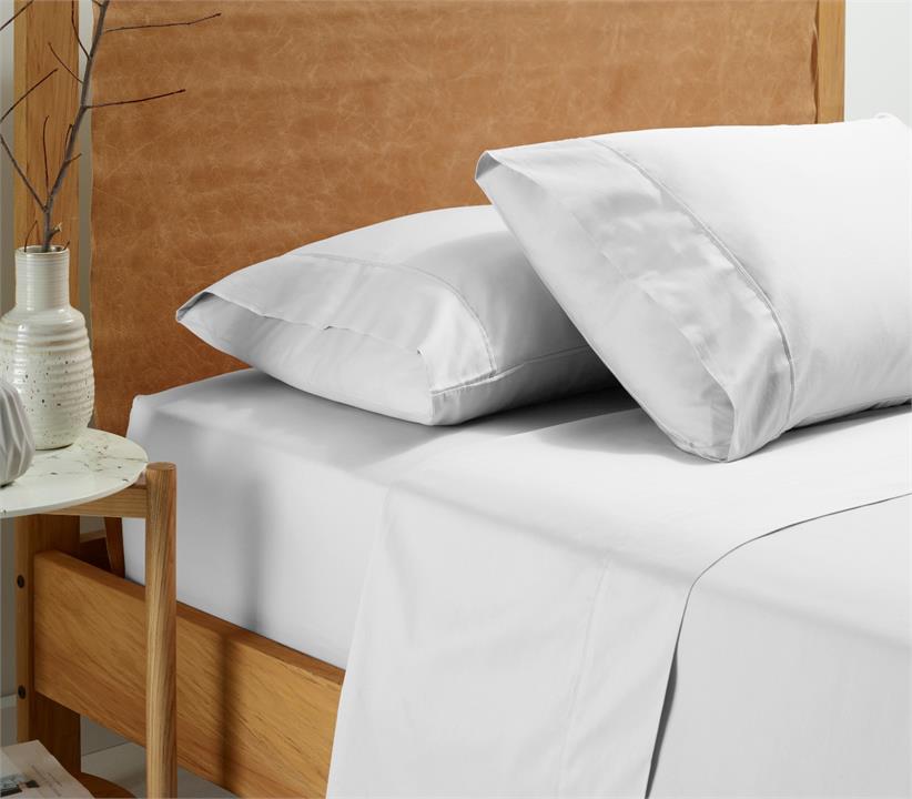 White 180TC Washed Cotton Sheet Set - Super King Bed