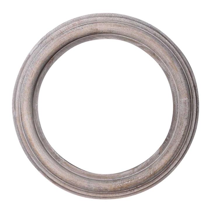 White Wash Wooden Round Mirror D82Cm